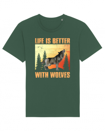 Life Is Better With Wolves Bottle Green