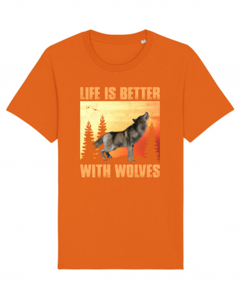 Life Is Better With Wolves Bright Orange