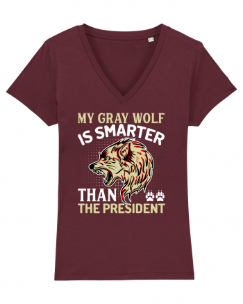 My Gray Wolf Is Smarter Than The President Burgundy