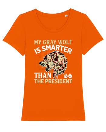 My Gray Wolf Is Smarter Than The President Bright Orange