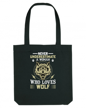 Never underestimate a woman who loves wolf Black