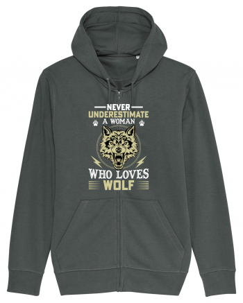 Never underestimate a woman who loves wolf Anthracite