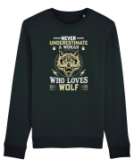 Never underestimate a woman who loves wolf Bluză mânecă lungă Unisex Rise