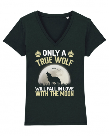 Only a true wolf will fall in love with the moon Black