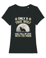 Only a true wolf will fall in love with the moon Tricou mânecă scurtă guler larg fitted Damă Expresser