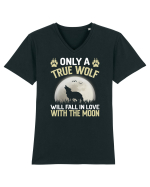 Only a true wolf will fall in love with the moon Tricou mânecă scurtă guler V Bărbat Presenter