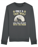 Only a true wolf will fall in love with the moon Bluză mânecă lungă Unisex Rise