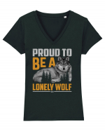 Proud to be a lonely wolf Tricou mânecă scurtă guler V Damă Evoker