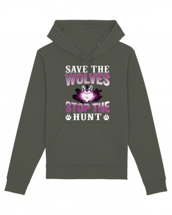 Save The Wolves Stop The Hunt Khaki