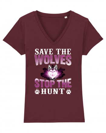 Save The Wolves Stop The Hunt Burgundy