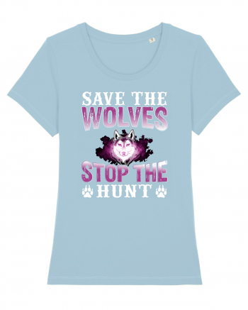 Save The Wolves Stop The Hunt Sky Blue