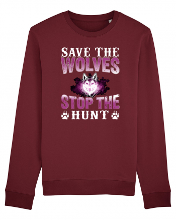 Save The Wolves Stop The Hunt Burgundy