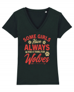 Some Girls Have Always Had A Thing For Wolves Tricou mânecă scurtă guler V Damă Evoker