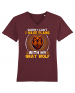 Sorry I Can't I Have Plans With My Gray Wolf Tricou mânecă scurtă guler V Bărbat Presenter