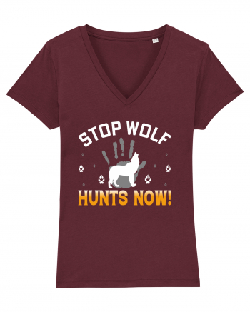 Stop Wolf Hunts Now Burgundy