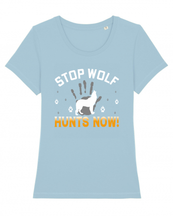 Stop Wolf Hunts Now Sky Blue