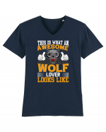 This Is What An Awesome Wolf Lover Looks Like Tricou mânecă scurtă guler V Bărbat Presenter