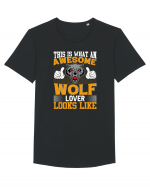 This Is What An Awesome Wolf Lover Looks Like Tricou mânecă scurtă guler larg Bărbat Skater