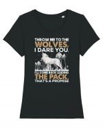 Throw me to the wolves Tricou mânecă scurtă guler larg fitted Damă Expresser