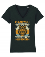 Vegan Wolf Does Not Appreciate Your Judgement Tricou mânecă scurtă guler V Damă Evoker