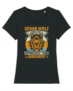 Vegan Wolf Does Not Appreciate Your Judgement Tricou mânecă scurtă guler larg fitted Damă Expresser