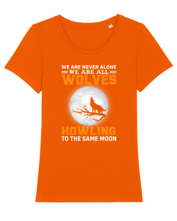 We are never alone we are all wolves howling Bright Orange