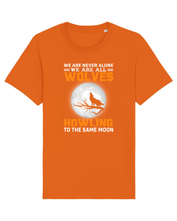 We are never alone we are all wolves howling Bright Orange