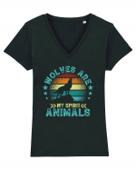 Wolves are my spirit animals Tricou mânecă scurtă guler V Damă Evoker