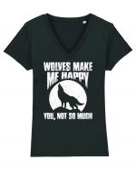 Wolves Make Me Happy You Not So Much Tricou mânecă scurtă guler V Damă Evoker