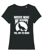 Wolves Make Me Happy You Not So Much Tricou mânecă scurtă guler larg fitted Damă Expresser