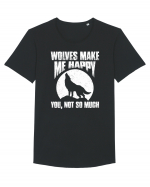 Wolves Make Me Happy You Not So Much Tricou mânecă scurtă guler larg Bărbat Skater