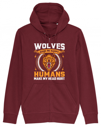 Wolves Make Me Happy Humans Make Me Head Hurt Burgundy