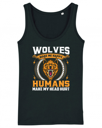 Wolves Make Me Happy Humans Make Me Head Hurt Black