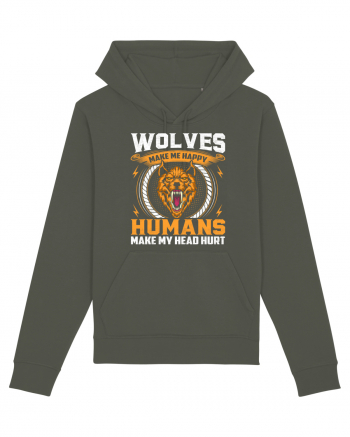 Wolves Make Me Happy Humans Make Me Head Hurt Khaki