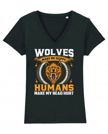 Wolves Make Me Happy Humans Make Me Head Hurt Black