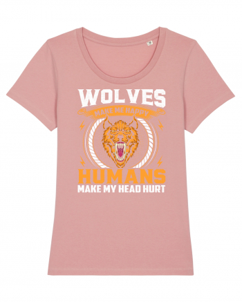 Wolves Make Me Happy Humans Make Me Head Hurt Canyon Pink