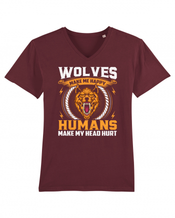 Wolves Make Me Happy Humans Make Me Head Hurt Burgundy