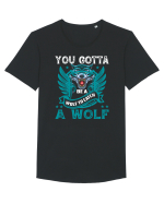 You Gotta Be A Wolf To Catch A Wolf Tricou mânecă scurtă guler larg Bărbat Skater