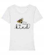 Bee Kind  Tricou mânecă scurtă guler larg fitted Damă Expresser