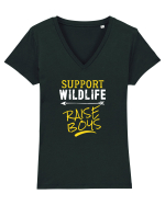 Wildlife and Raising boys Tricou mânecă scurtă guler V Damă Evoker