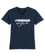 Work Hard Play Harder Tricou mânecă scurtă guler V Bărbat Presenter