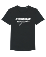 Work Hard Play Harder Tricou mânecă scurtă guler larg Bărbat Skater