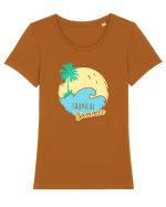 Tropical Summer Tricou mânecă scurtă guler larg fitted Damă Expresser