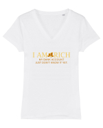 I AM RICH Tricou mânecă scurtă guler V Damă Evoker