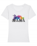 Mama înflorată Tricou mânecă scurtă guler larg fitted Damă Expresser