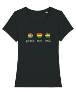 Peace, Rock, Love - Why Not? Tricou mânecă scurtă guler larg fitted Damă Expresser