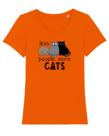 Less People More Cats Bright Orange