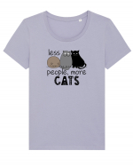 Less People More Cats Tricou mânecă scurtă guler larg fitted Damă Expresser