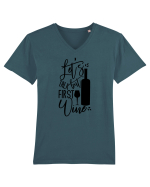 Let's Talk, But First Wine Tricou mânecă scurtă guler V Bărbat Presenter