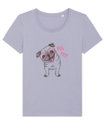 Pug Mom  Tricou mânecă scurtă guler larg fitted Damă Expresser